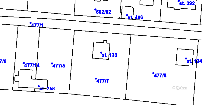 Parcela st. 133 v KÚ Zvole u Prahy, Katastrální mapa