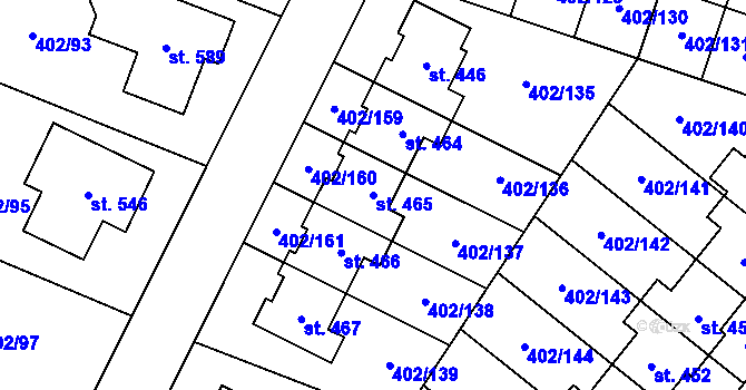 Parcela st. 465 v KÚ Zvole u Prahy, Katastrální mapa