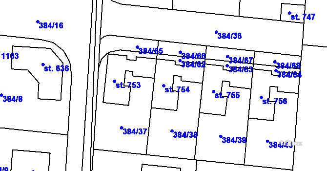 Parcela st. 754 v KÚ Zvole u Prahy, Katastrální mapa