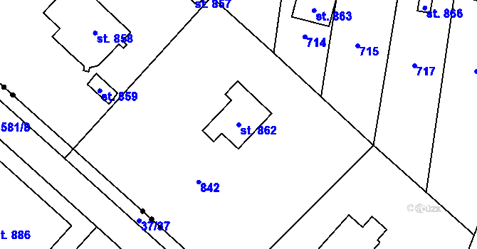 Parcela st. 862 v KÚ Zvole u Prahy, Katastrální mapa