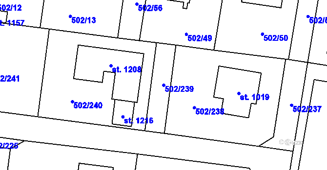 Parcela st. 502/239 v KÚ Zvole u Prahy, Katastrální mapa