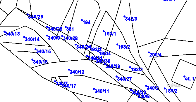 Parcela st. 192/4 v KÚ Branišov nad Pernštejnem, Katastrální mapa
