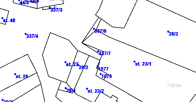 Parcela st. 337/7 v KÚ Branišov nad Pernštejnem, Katastrální mapa