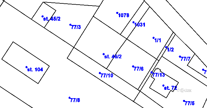 Parcela st. 46/2 v KÚ Branišov nad Pernštejnem, Katastrální mapa