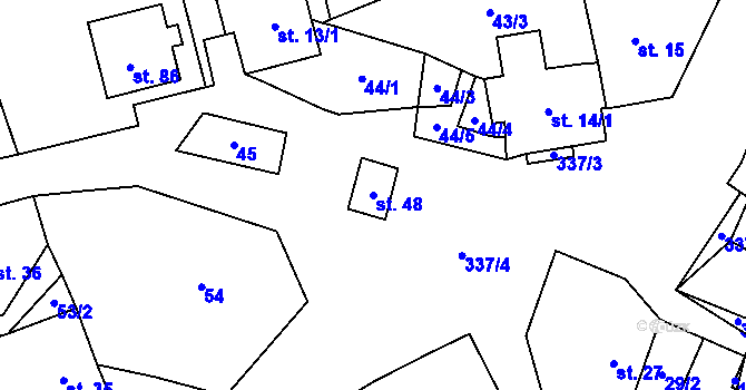 Parcela st. 48 v KÚ Branišov nad Pernštejnem, Katastrální mapa