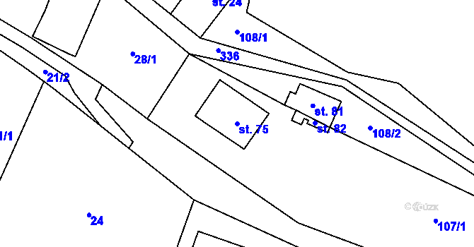 Parcela st. 75 v KÚ Branišov nad Pernštejnem, Katastrální mapa