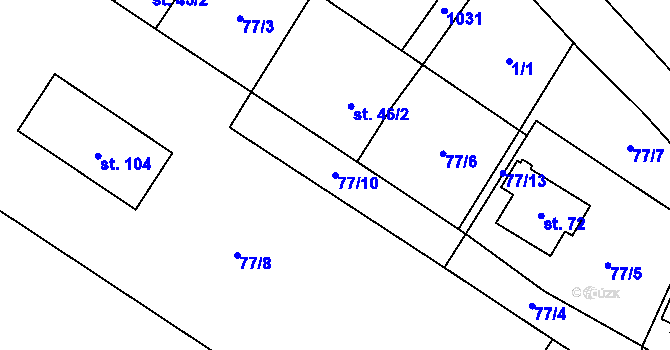 Parcela st. 77/10 v KÚ Branišov nad Pernštejnem, Katastrální mapa