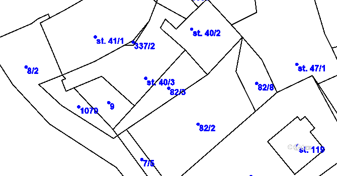 Parcela st. 82/3 v KÚ Branišov nad Pernštejnem, Katastrální mapa