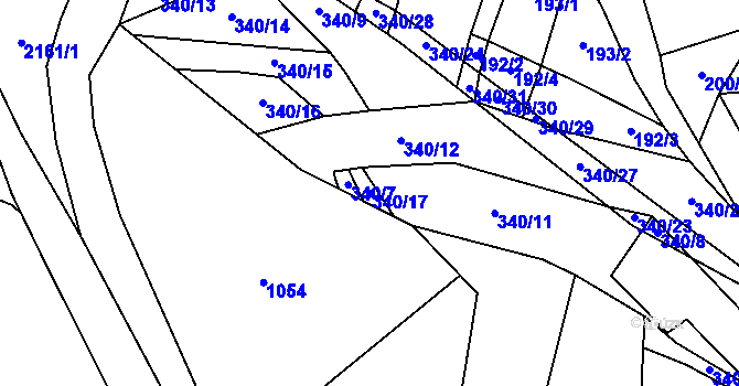 Parcela st. 340/17 v KÚ Branišov nad Pernštejnem, Katastrální mapa