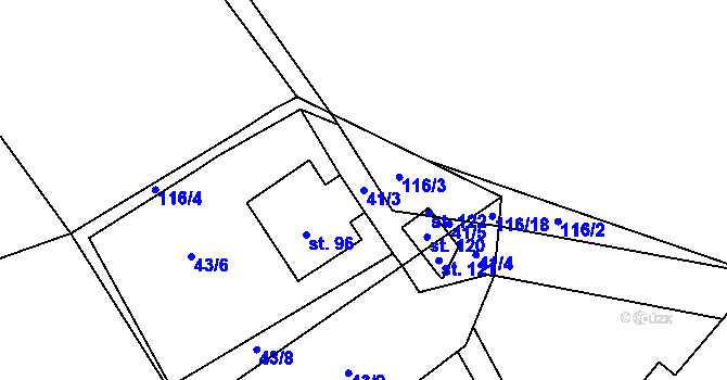 Parcela st. 41/3 v KÚ Branišov nad Pernštejnem, Katastrální mapa