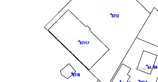 Parcela st. 57/17 v KÚ Branišov nad Pernštejnem, Katastrální mapa