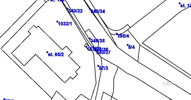 Parcela st. 340/37 v KÚ Branišov nad Pernštejnem, Katastrální mapa