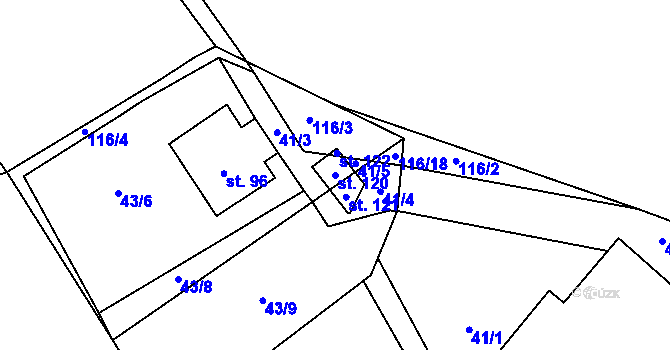 Parcela st. 120 v KÚ Branišov nad Pernštejnem, Katastrální mapa