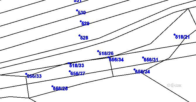 Parcela st. 518/26 v KÚ Olešínky, Katastrální mapa