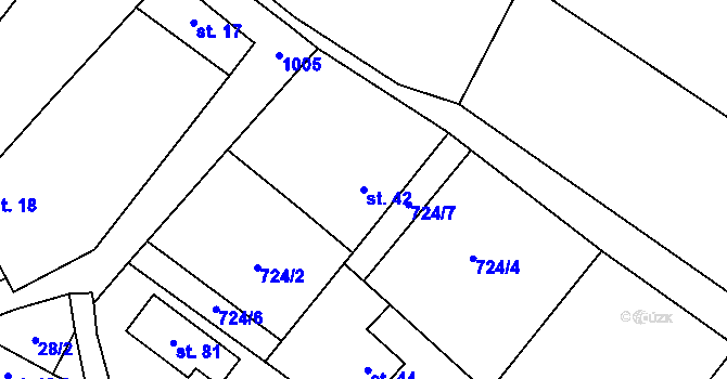 Parcela st. 42 v KÚ Olešínky, Katastrální mapa