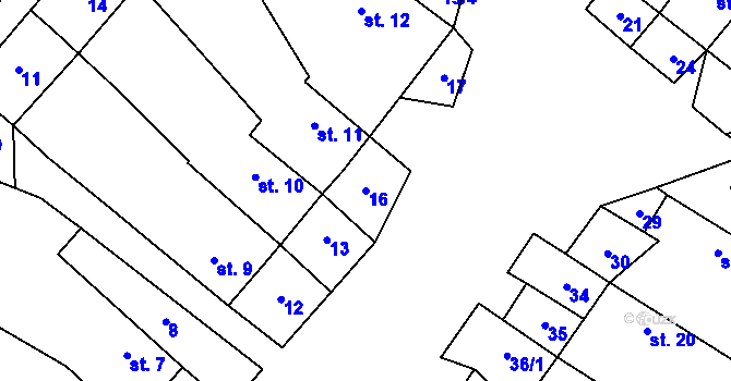 Parcela st. 16 v KÚ Olešínky, Katastrální mapa