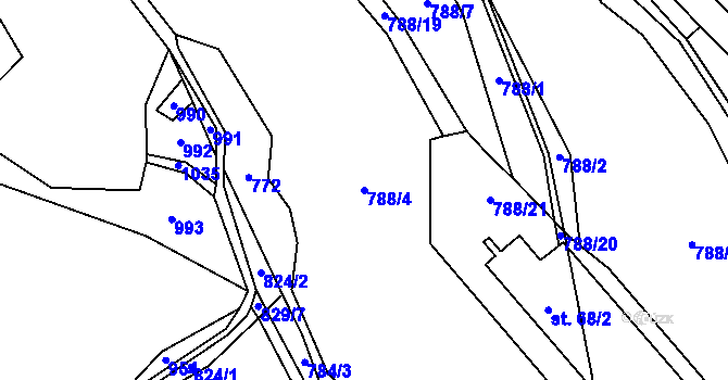 Parcela st. 788/4 v KÚ Olešínky, Katastrální mapa