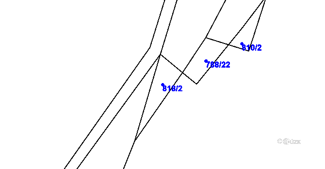 Parcela st. 818/2 v KÚ Olešínky, Katastrální mapa