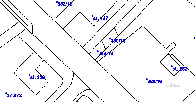 Parcela st. 389/19 v KÚ Zvole nad Pernštejnem, Katastrální mapa