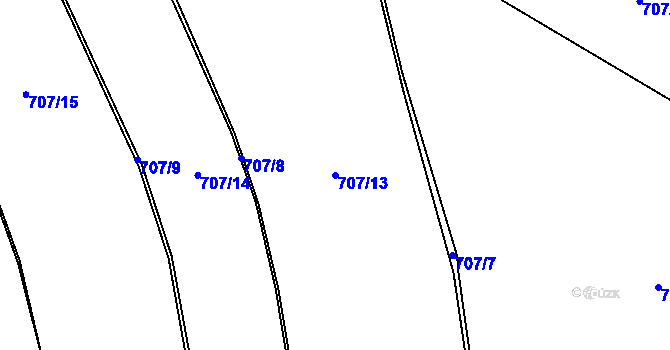 Parcela st. 707/13 v KÚ Zvole nad Pernštejnem, Katastrální mapa