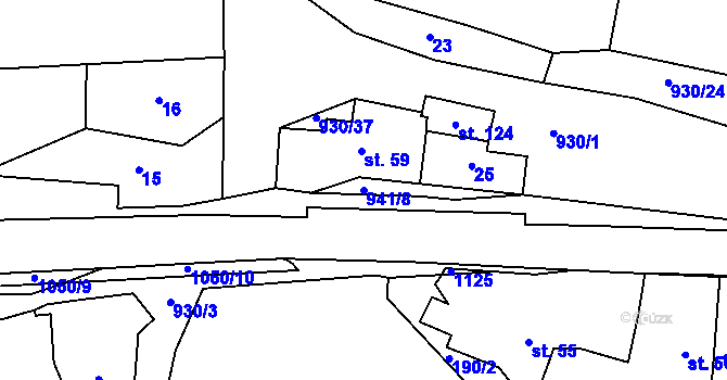 Parcela st. 941/8 v KÚ Zvole nad Pernštejnem, Katastrální mapa