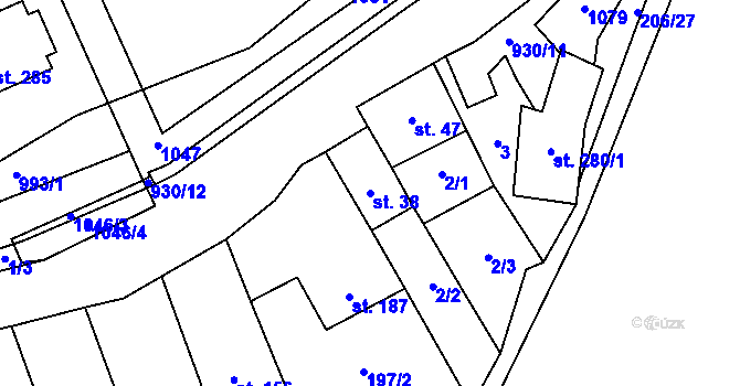 Parcela st. 38 v KÚ Zvole nad Pernštejnem, Katastrální mapa