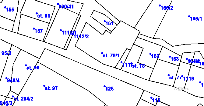 Parcela st. 79/1 v KÚ Zvole nad Pernštejnem, Katastrální mapa