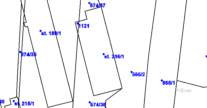 Parcela st. 216/1 v KÚ Zvole nad Pernštejnem, Katastrální mapa