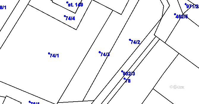 Parcela st. 74/3 v KÚ Zvole nad Pernštejnem, Katastrální mapa