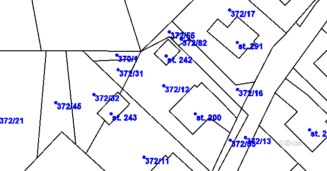 Parcela st. 372/12 v KÚ Zvole nad Pernštejnem, Katastrální mapa