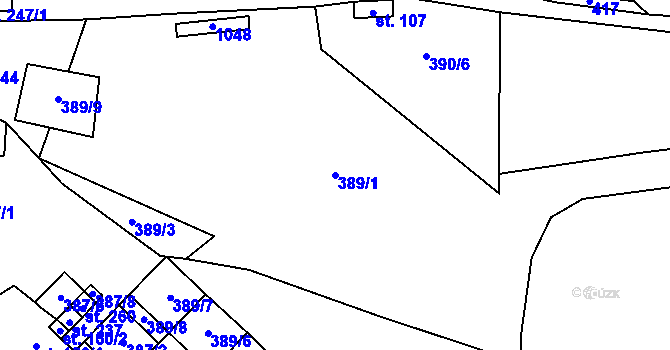 Parcela st. 389/1 v KÚ Zvole nad Pernštejnem, Katastrální mapa