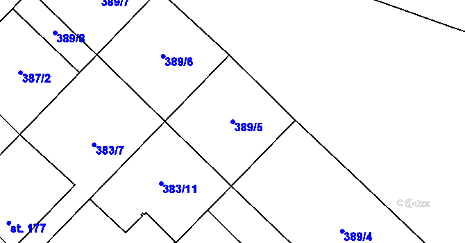 Parcela st. 389/5 v KÚ Zvole nad Pernštejnem, Katastrální mapa