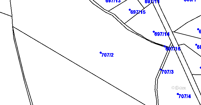 Parcela st. 707/2 v KÚ Zvole nad Pernštejnem, Katastrální mapa