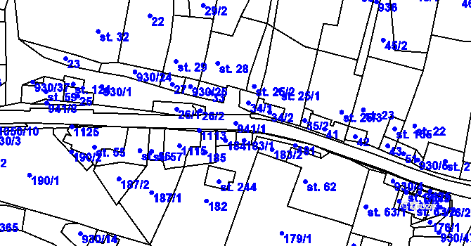 Parcela st. 941/1 v KÚ Zvole nad Pernštejnem, Katastrální mapa