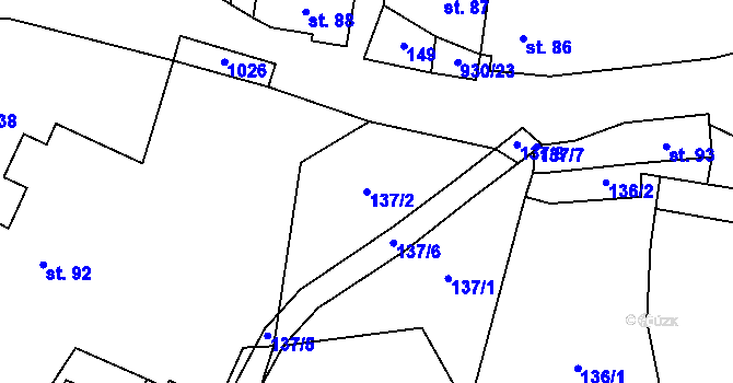 Parcela st. 137/2 v KÚ Zvole nad Pernštejnem, Katastrální mapa