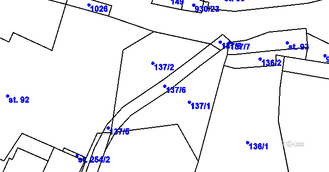 Parcela st. 137/6 v KÚ Zvole nad Pernštejnem, Katastrální mapa