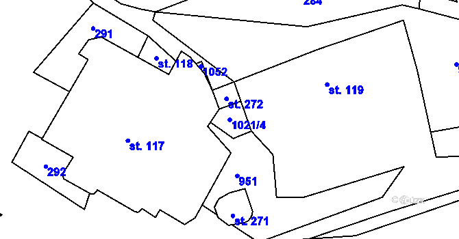 Parcela st. 1021/4 v KÚ Zvole nad Pernštejnem, Katastrální mapa