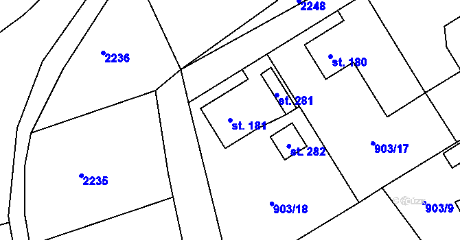 Parcela st. 181 v KÚ Zvole u Zábřeha, Katastrální mapa