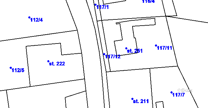 Parcela st. 117/12 v KÚ Zvole u Zábřeha, Katastrální mapa