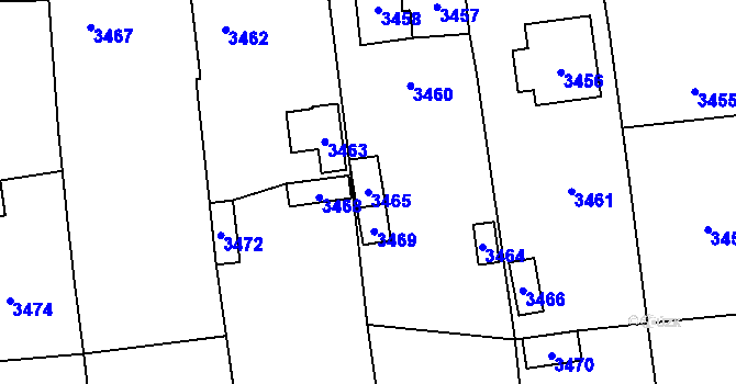 Parcela st. 3465 v KÚ Zvole u Zábřeha, Katastrální mapa