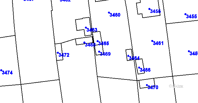 Parcela st. 3469 v KÚ Zvole u Zábřeha, Katastrální mapa