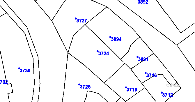Parcela st. 3724 v KÚ Zvole u Zábřeha, Katastrální mapa