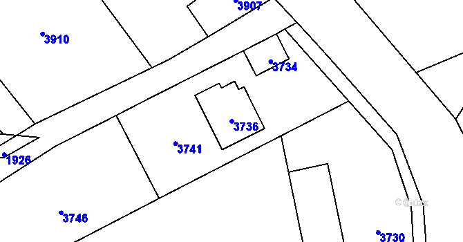 Parcela st. 3736 v KÚ Zvole u Zábřeha, Katastrální mapa