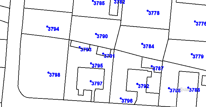 Parcela st. 3791 v KÚ Zvole u Zábřeha, Katastrální mapa