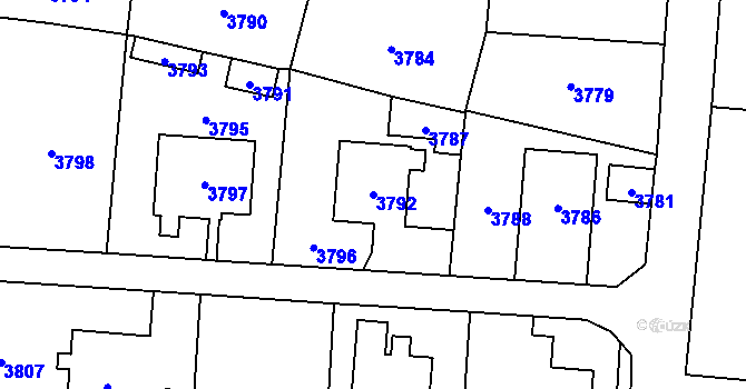 Parcela st. 3792 v KÚ Zvole u Zábřeha, Katastrální mapa