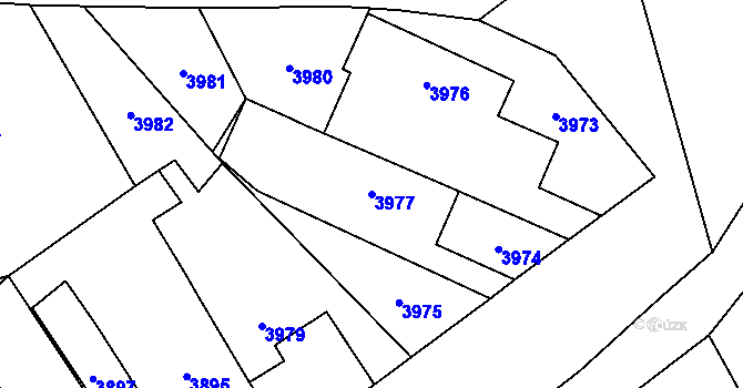 Parcela st. 3977 v KÚ Zvole u Zábřeha, Katastrální mapa