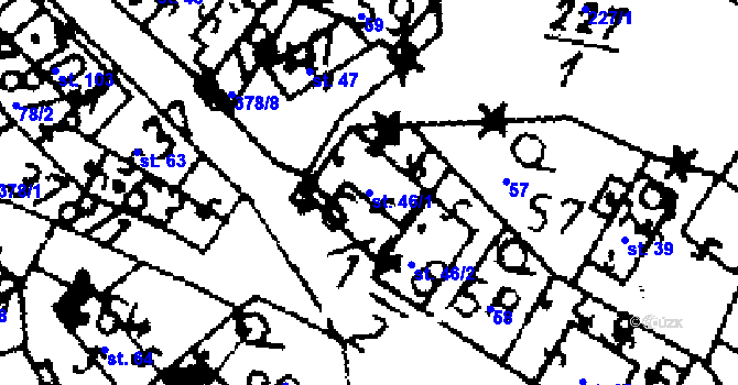 Parcela st. 46/1 v KÚ Zvoleněves, Katastrální mapa