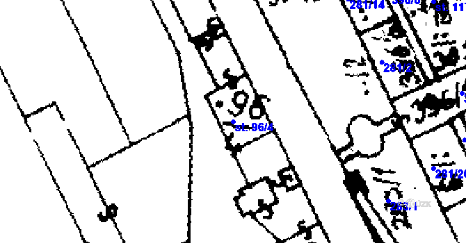 Parcela st. 96/4 v KÚ Zvoleněves, Katastrální mapa