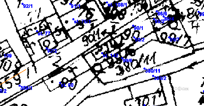 Parcela st. 142 v KÚ Zvoleněves, Katastrální mapa