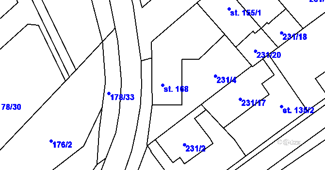 Parcela st. 168 v KÚ Zvoleněves, Katastrální mapa